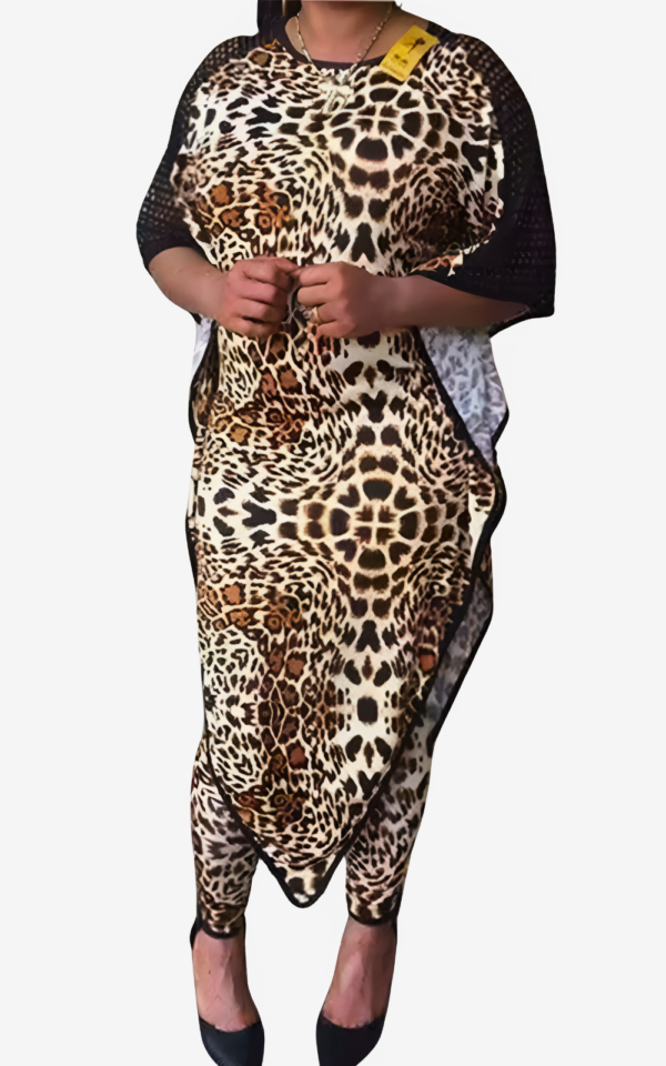 robe-africaine-leopard-manches-chauve-souris-1 Robe Léopard Manches Chauve-Souris Femme