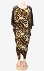 Robe Africaine Femme à motif léopard avec manches amples