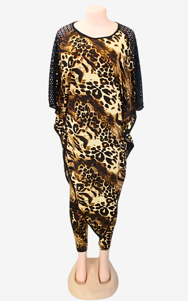 Robe Africaine Femme à motif léopard avec manches amples