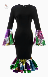 Robe Africaine Noire à Manches Évasées