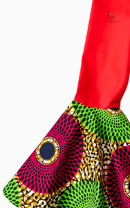 Robe Femme Africaine en Teintes Rouges et Manches Larges