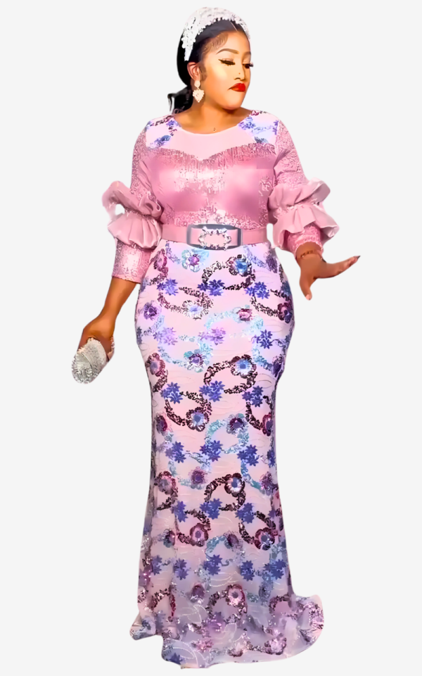 robe-africaine-moulante-a-paillettes-rose-1 Robe africaine moulante à paillettes