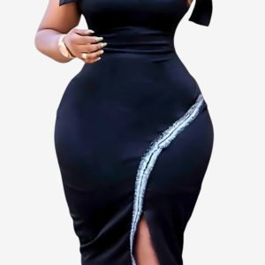 Robe Africaine Moulante avec Col Rond pour Femme
