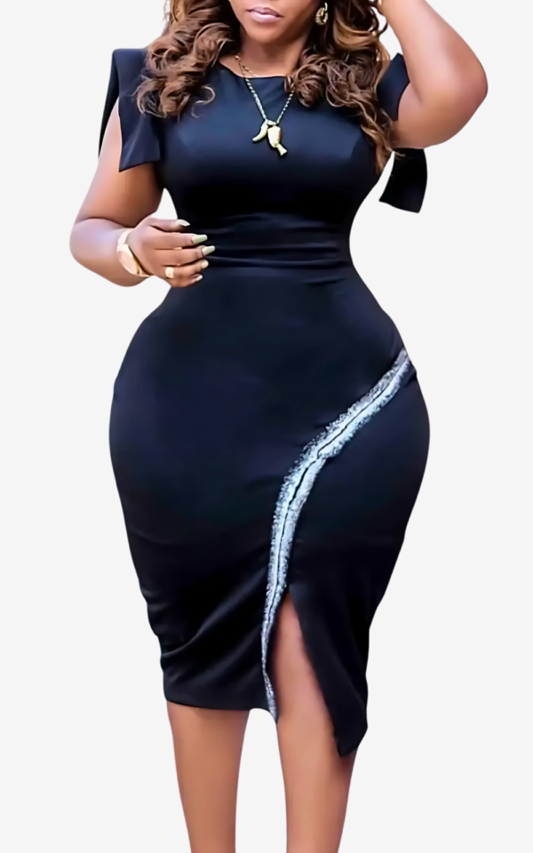 robe-africaine-moulante-col-rond-1 Robe Africaine Moulante avec Col Rond pour Femme