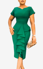 Robe Africaine Moulante Col V pour femme