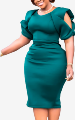 Robe Africaine Moulante à Manches Courtes pour femme
