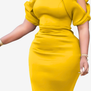 Robe Moulante avec manches courtes pour un look africain