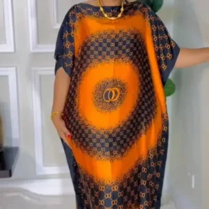 Robe africaine orange et noire pour femme