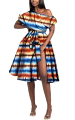 Robe féminine en pagne africain, design unique et vibrant