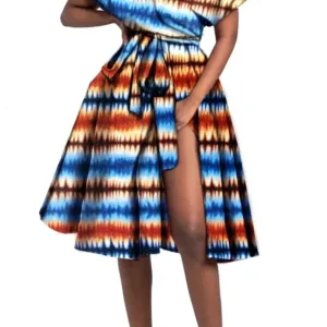 Robe féminine en pagne africain, design unique et vibrant