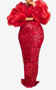 Robe Femme à Paillettes, Style Africain, Couleur Rouge
