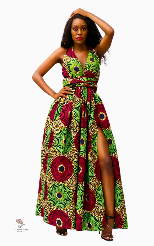 robe-africaine-sans-manche-1 Robe Africaine sans manche pour femme avec motifs colorés