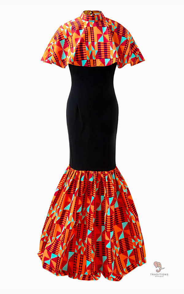 robe-africaine-sirene-col-mao-1 Robe sirène africaine avec col Mao élégant