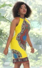 Vêtement africain femme, robe en tissu Wax