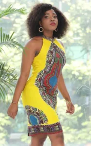 Vêtement africain femme, robe en tissu Wax