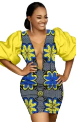 Robe d'inspiration africaine en tissu wax