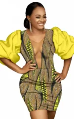 Robe africaine moderne en tissu wax