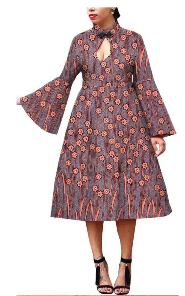 robe-avec-imprime-africain-1 Robe imprimée inspirée de l'Afrique pour femme