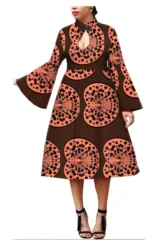 Style africain moderne, robe avec imprimé traditionnel
