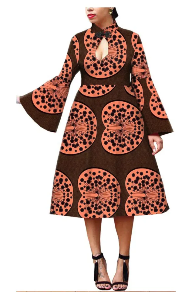 Style africain moderne, robe avec imprimé traditionnel