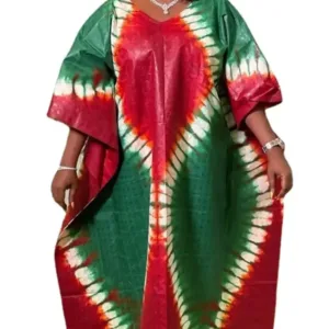Robe Boubou Africain Rouge et Vert