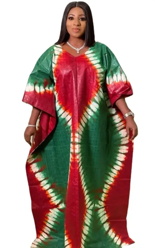 Robe Boubou Africain Rouge et Vert
