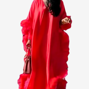 Robe Africaine Femme avec Plumes Élégantes