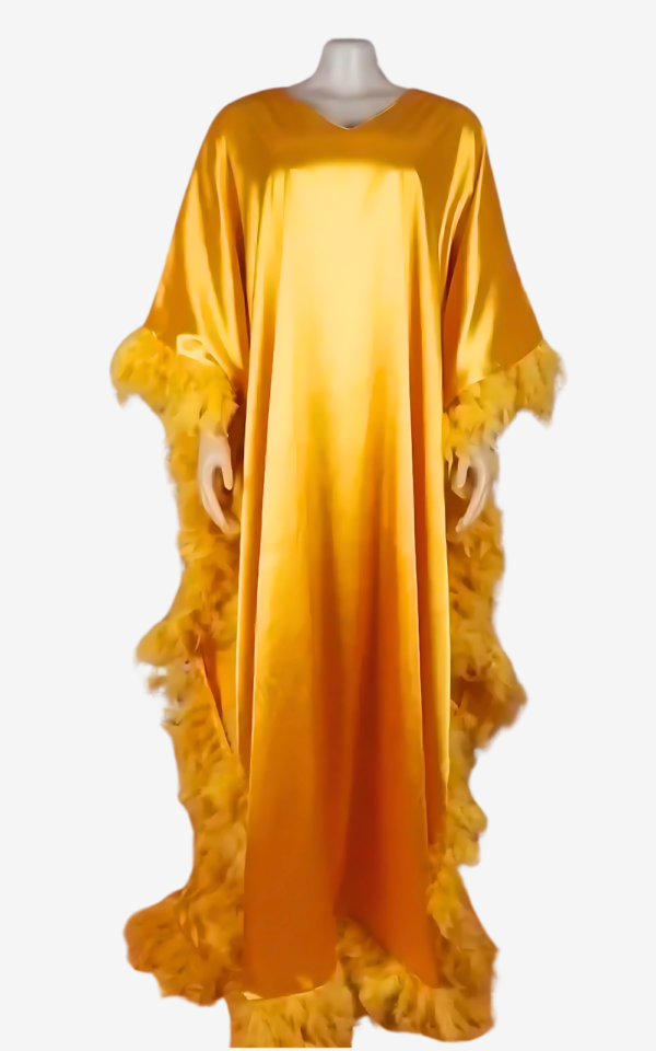 Boubou Africain pour femmes, tissu léger et plume