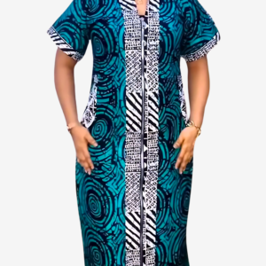 Robe Africaine longue en bleu avec style Boubou