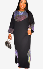 Robe Boubou Africaine Pailletée Noir