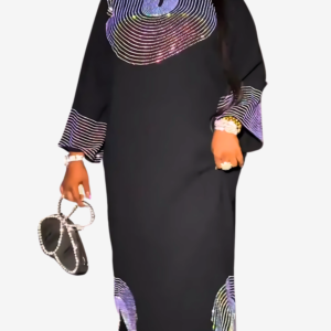Robe Boubou Africaine Pailletée Noir