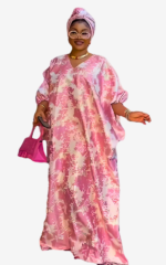Robe Africaine Femme en rose, style Boubou