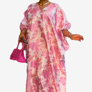 Robe Africaine Femme en rose, style Boubou