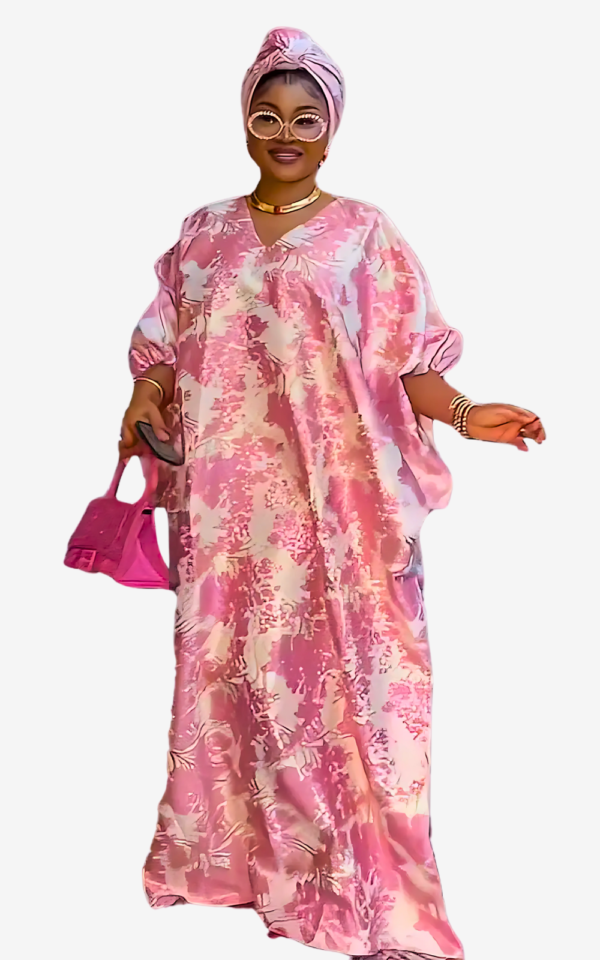 Robe Africaine Femme en rose, style Boubou