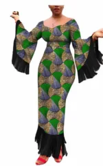 Robe longue colorée motifs africains