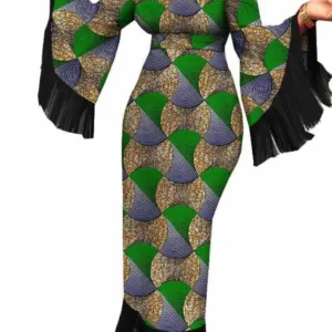 Robe longue colorée motifs africains