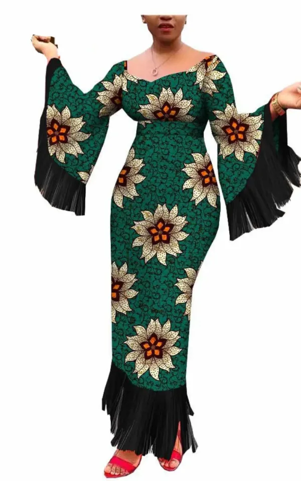 Robe longue en tissu africain coloré