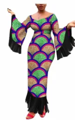 Robe fluide avec motifs ethniques multicolores