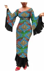 Robe longue aux motifs traditionnels africains