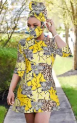 Robe courte motif africain pour femme