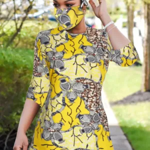 Robe courte motif africain pour femme
