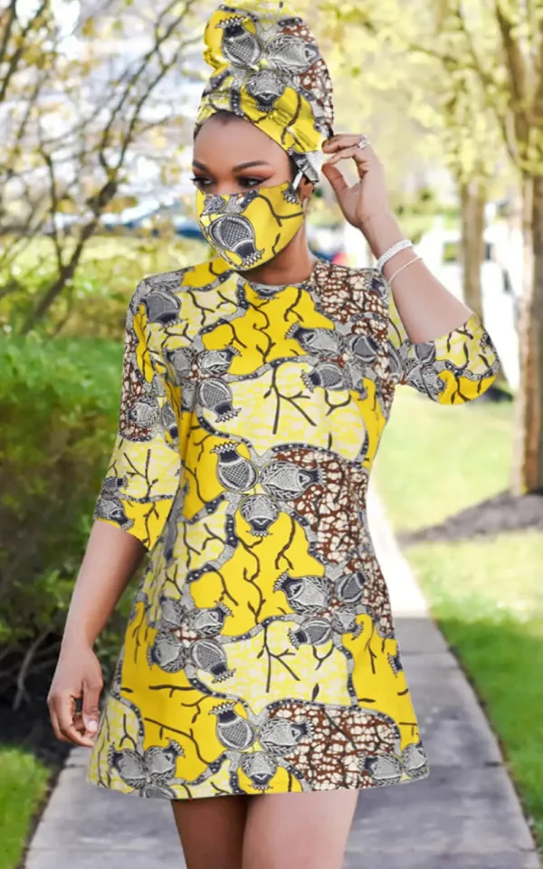 robe-courte-motif-africain-1 Robe courte motif africain pour femme