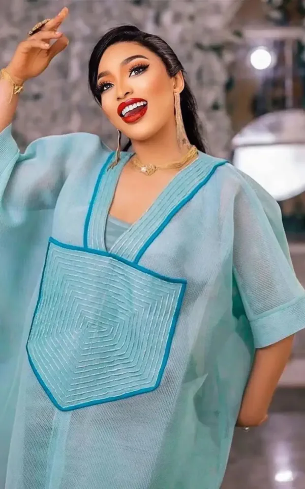 Robe soirée en bleu, design africain moderne femme