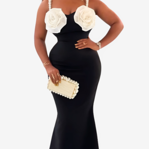 Robe de Soirée Fleur 3D Africaine Femme