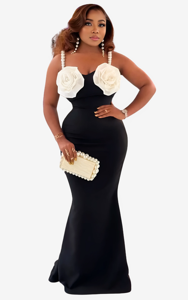 robe-de-soiree-africaine-fleur-3d-1 Robe de Soirée Fleur 3D Africaine Femme