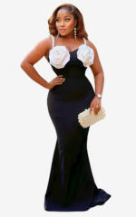 Robe soirée femme, style africain et floral 3D