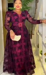 Robe longue grande taille aux motifs africains vibrants