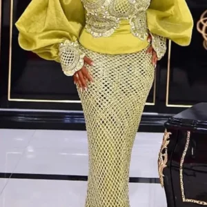 Robe de soirée africaine jaune élégante pour femmes