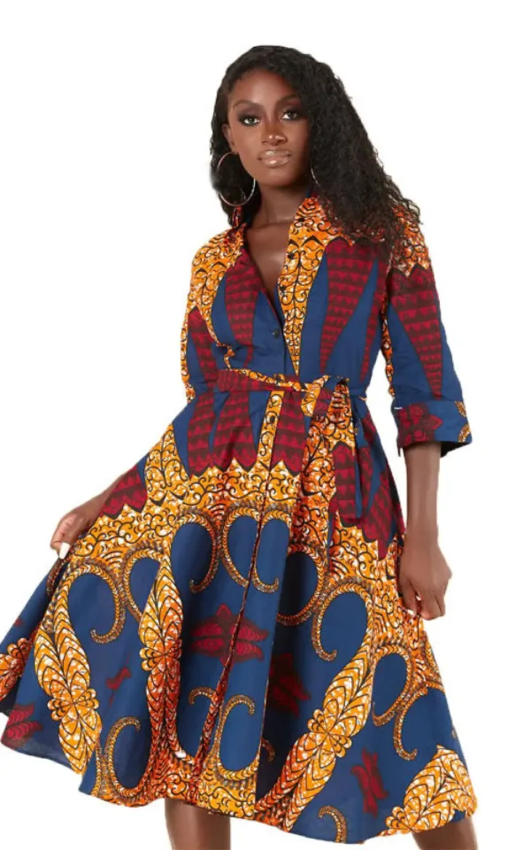 Robe chic inspirée de l'imprimé africain classique