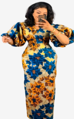 Robe Élégante Africaine avec manches lanterne pour femme